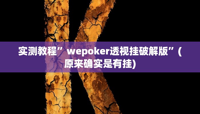 实测教程”wepoker透视挂破解版”(原来确实是有挂)