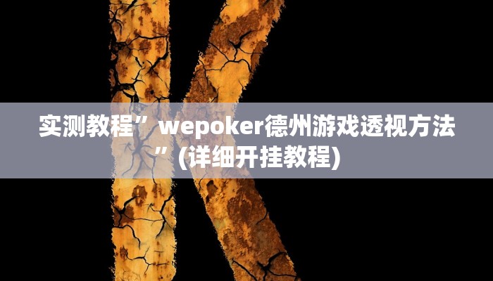 实测教程”wepoker德州游戏透视方法”(详细开挂教程)