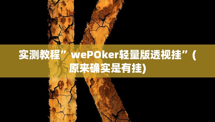 实测教程”wepoker德州局透视挂教程”(原来确实是有挂)