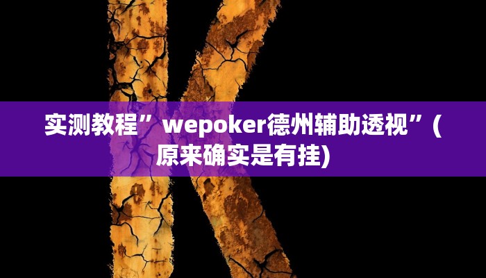 实测教程”wepoker德州辅助透视”(原来确实是有挂)