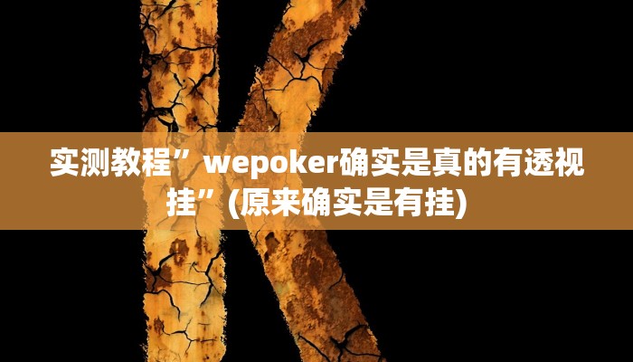 实测教程”wepoker确实是真的有透视挂”(原来确实是有挂)