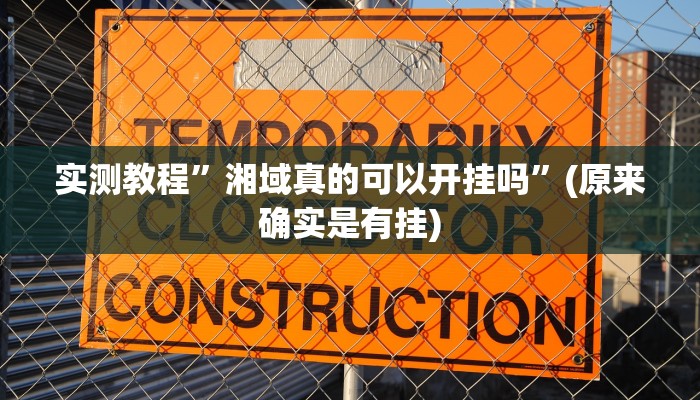 实测教程”湘域真的可以开挂吗”(原来确实是有挂)