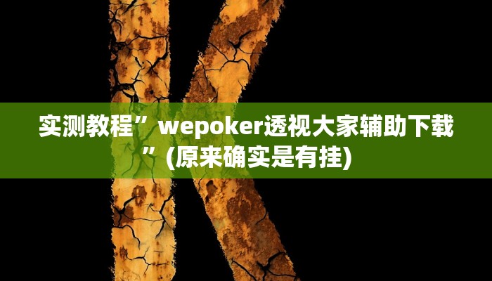 实测教程”wepoker透视大家辅助下载”(原来确实是有挂)