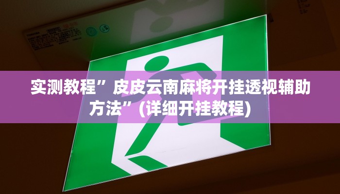 实测教程”皮皮云南麻将开挂透视辅助方法”(详细开挂教程)