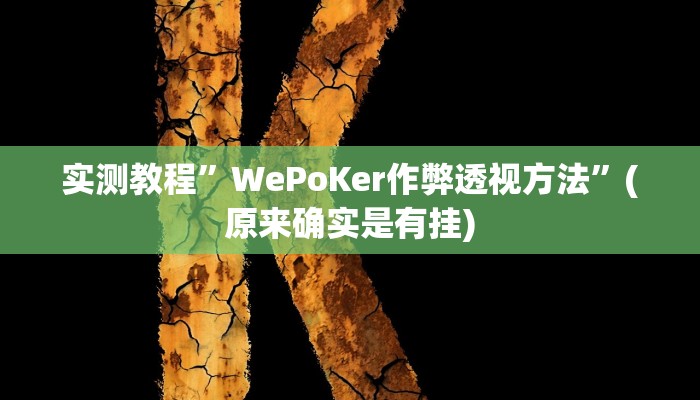 实测教程”德州扑克辅助开挂”(原来确实是有挂)