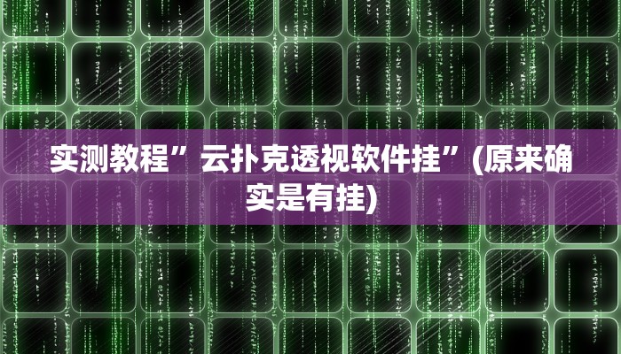 开挂辅助工具“皮皮湖南麻将开挂神器”其实确实有挂