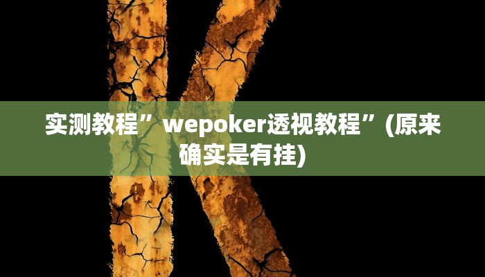实测教程”wepoker透视教程”(原来确实是有挂)