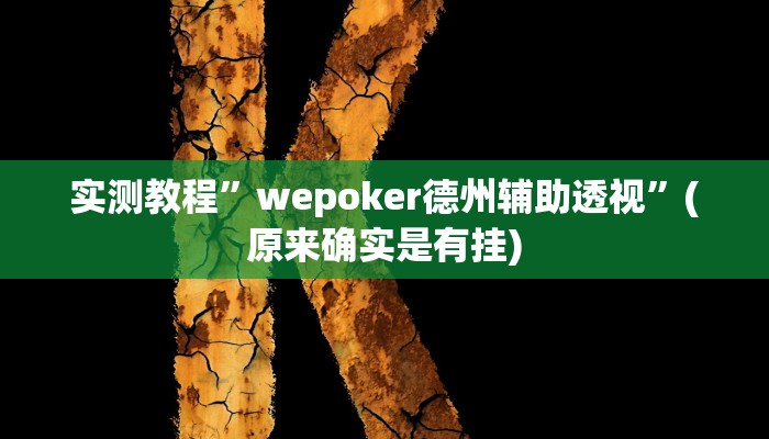 实测教程”wepoker作弊辅助挂下载”(原来确实是有挂)