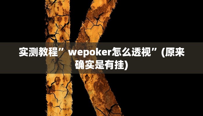 实测教程”HHpoker德扑官网”(原来确实是有挂)