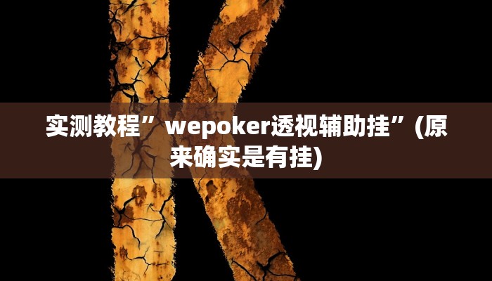 实测教程”wepoker透视辅助挂”(原来确实是有挂)