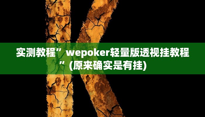 实测教程”wepoker轻量版透视挂教程”(原来确实是有挂)