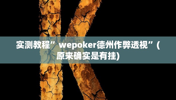 实测教程”wepoker德州作弊透视”(原来确实是有挂)
