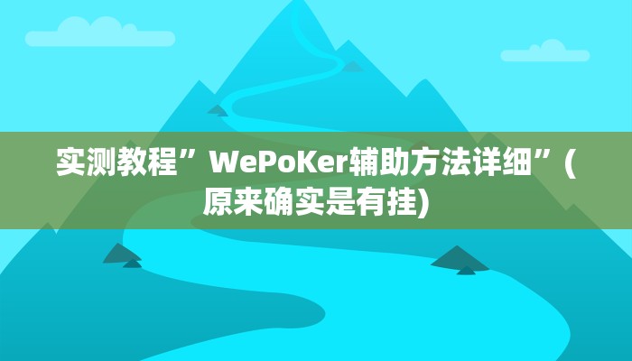 实测教程”WePoKer辅助方法详细”(原来确实是有挂)