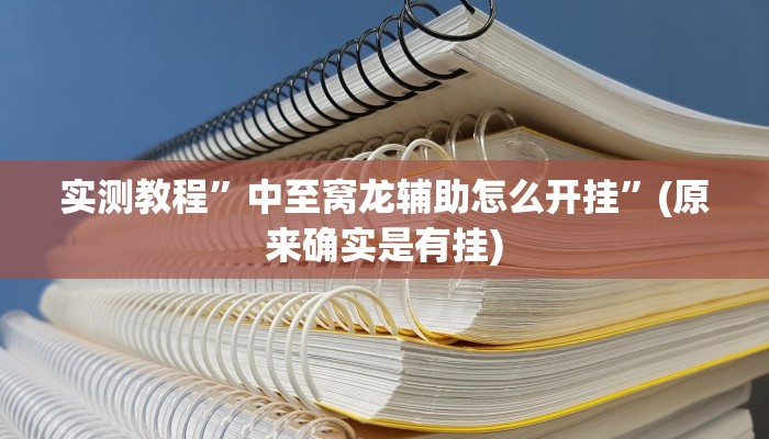 实测教程”中至窝龙辅助怎么开挂”(原来确实是有挂)