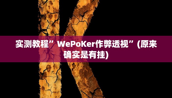 实测教程”WePoKer作弊透视”(原来确实是有挂)