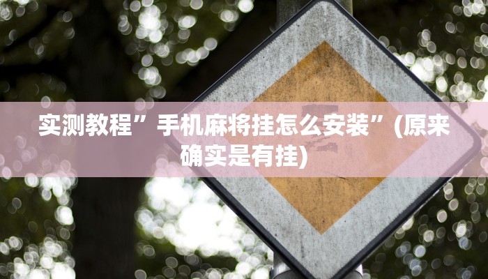 实测教程”手机麻将挂怎么安装”(原来确实是有挂)