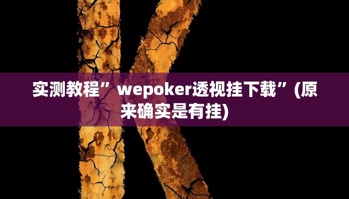 实测教程”wepoker透视挂下载”(原来确实是有挂)