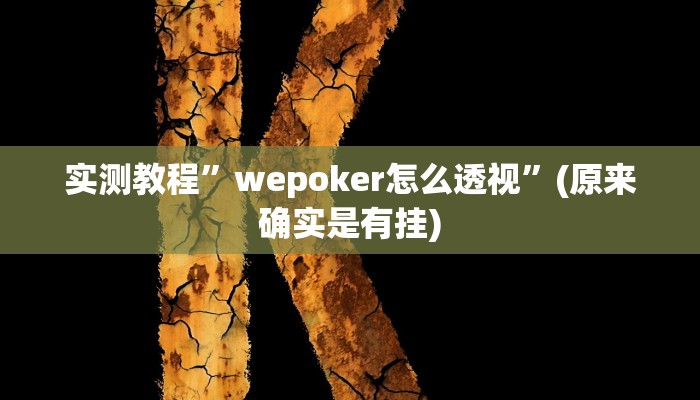 实测教程”wepoker怎么透视”(原来确实是有挂)