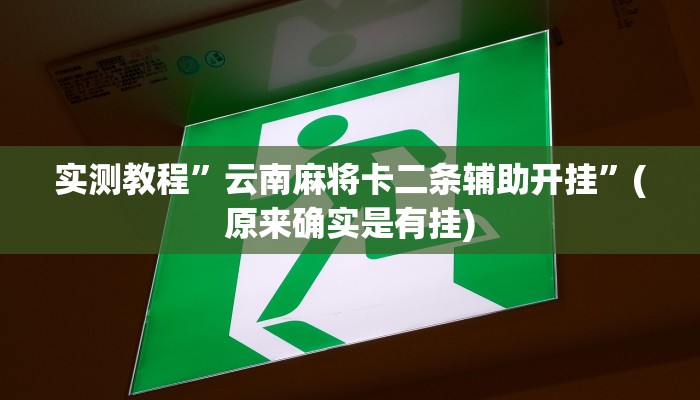 实测教程”云南麻将卡二条辅助开挂”(原来确实是有挂)