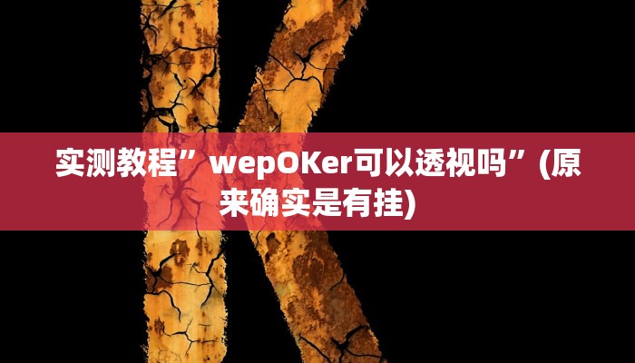 实测教程”wepOKer可以透视吗”(原来确实是有挂)