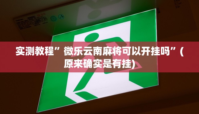 实测教程”微乐云南麻将可以开挂吗”(原来确实是有挂)