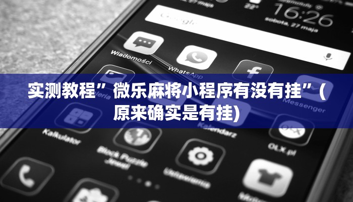 实测教程”微乐麻将小程序有没有挂”(原来确实是有挂)