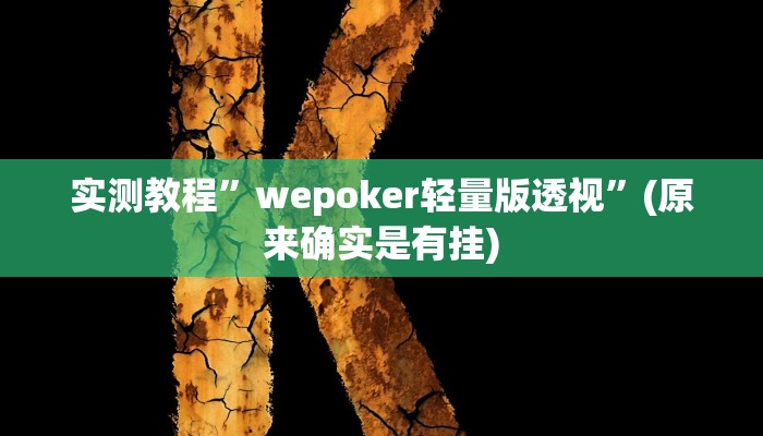 实测教程”wepoker轻量版透视”(原来确实是有挂)