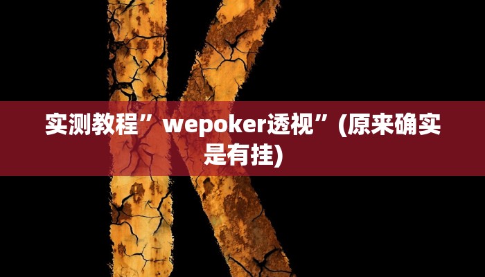 实测教程”wepoker透视”(原来确实是有挂)