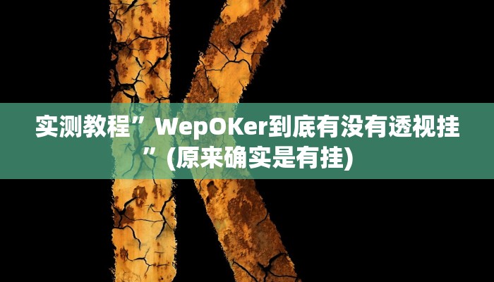 实测教程”WepOKer到底有没有透视挂”(原来确实是有挂)